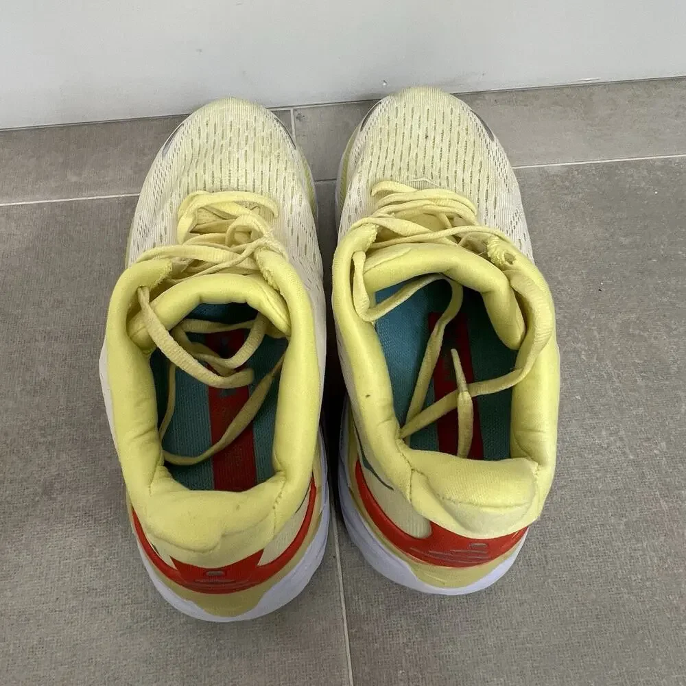 Hoka One Clifton 8 Womens 6B Yellow Athletic Running Sneakers Casual Shoes